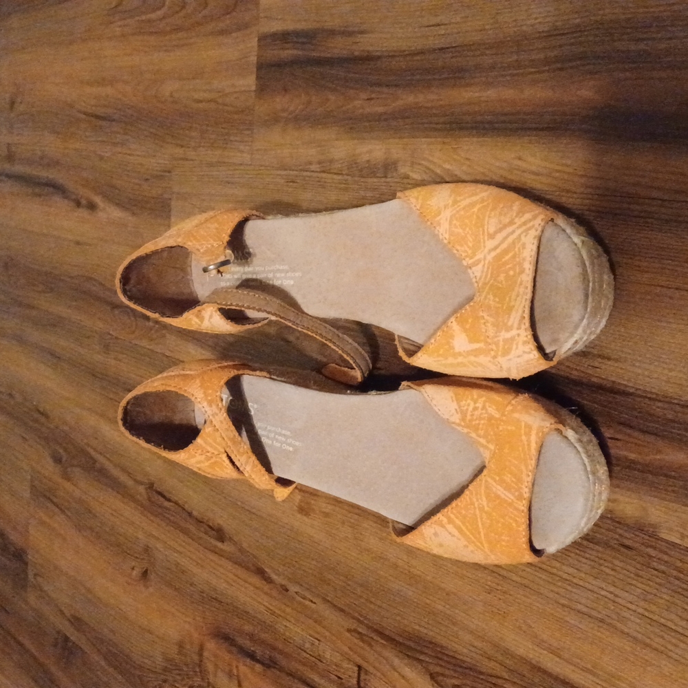 Toms orange wedge heels size 9